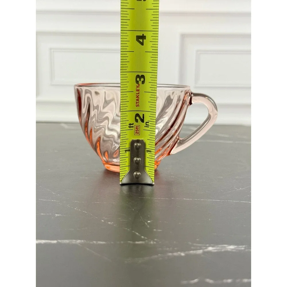 Vintage Arcoroc France Pink Swirl Rosaline Teacup 1980s Glass